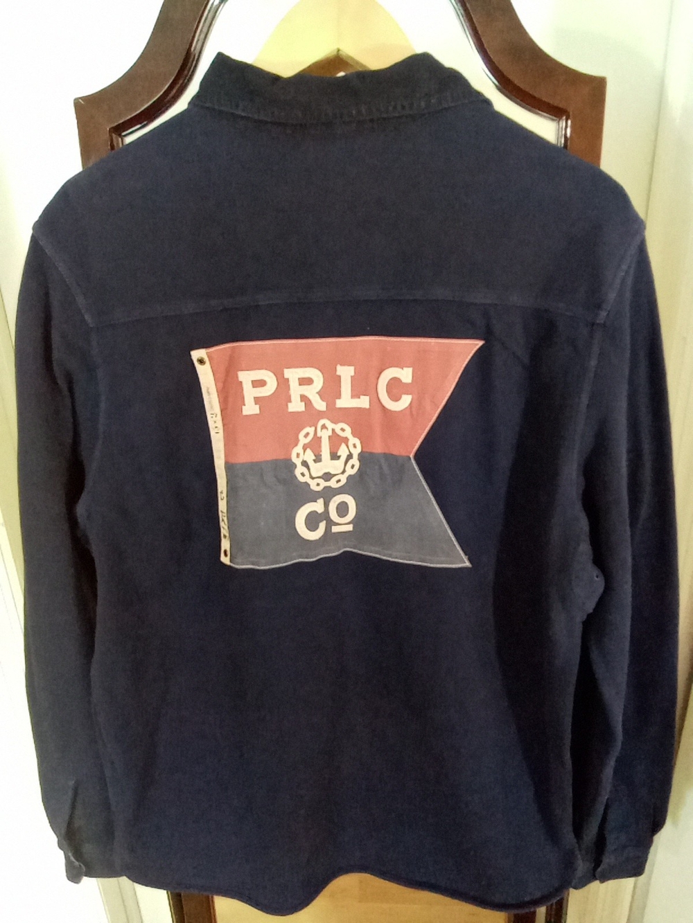 Ralph Lauren Navy Shirt Jacket with Red & Light Blue Flag Patch